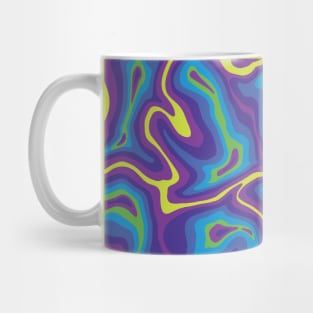 Abstract Retro Liquid Marble Swirl, Blue Purple Green Mug